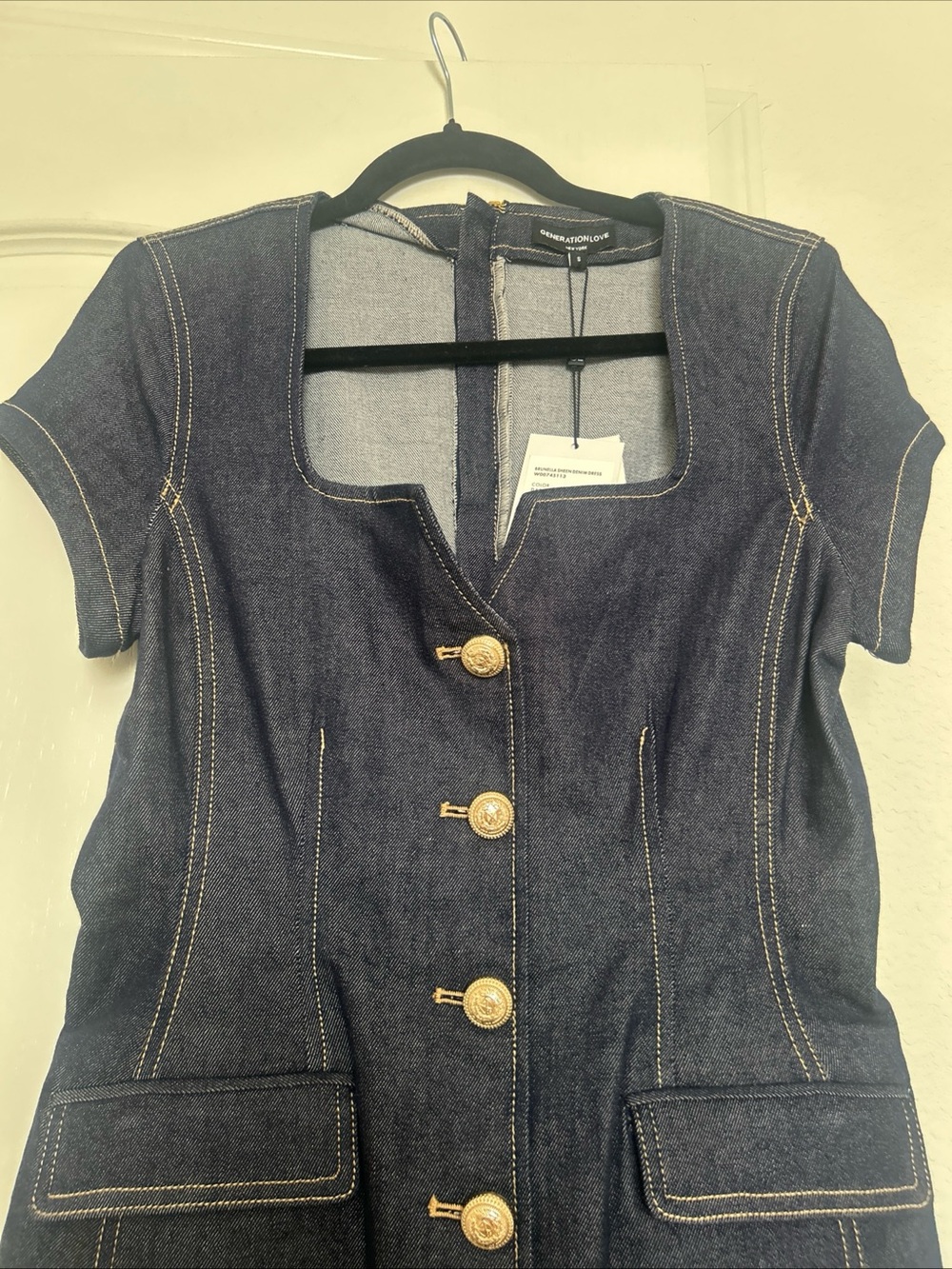 Generation Love Brunella Sheen Denim Mini Dress Women's Small - NEW $415 - Picture 4 of 6